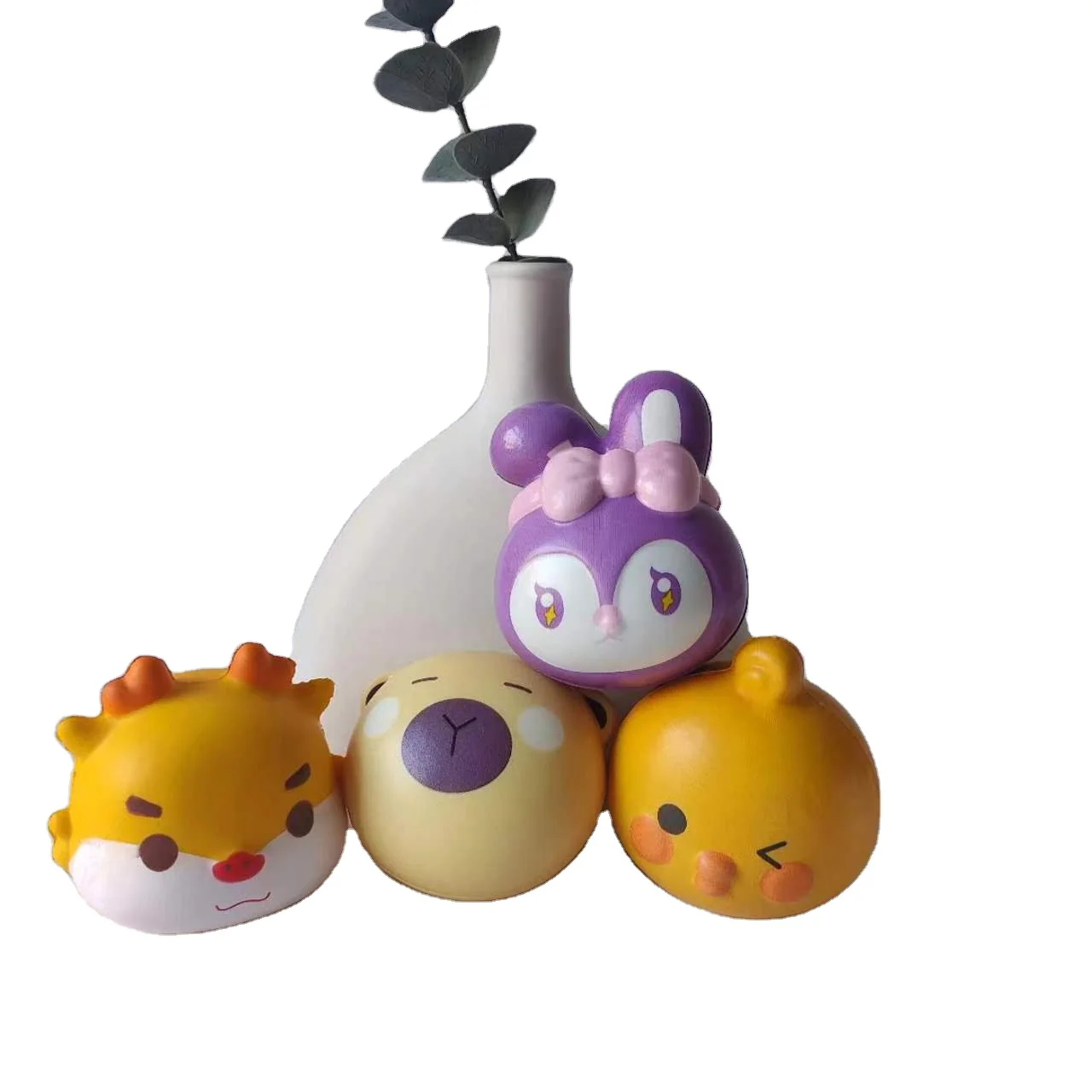 Wholesale hot selling relief popular animal head elastic rabbit chicken dragon kids squeeze PU slow rebound fidget toy