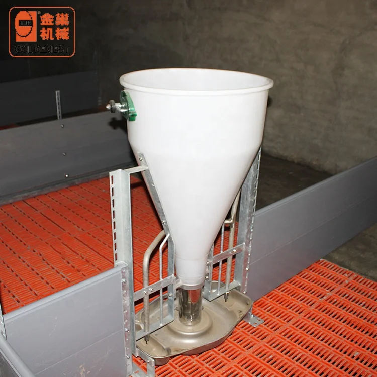 Metering drop feeder feeding system can control feed for pigs/cows