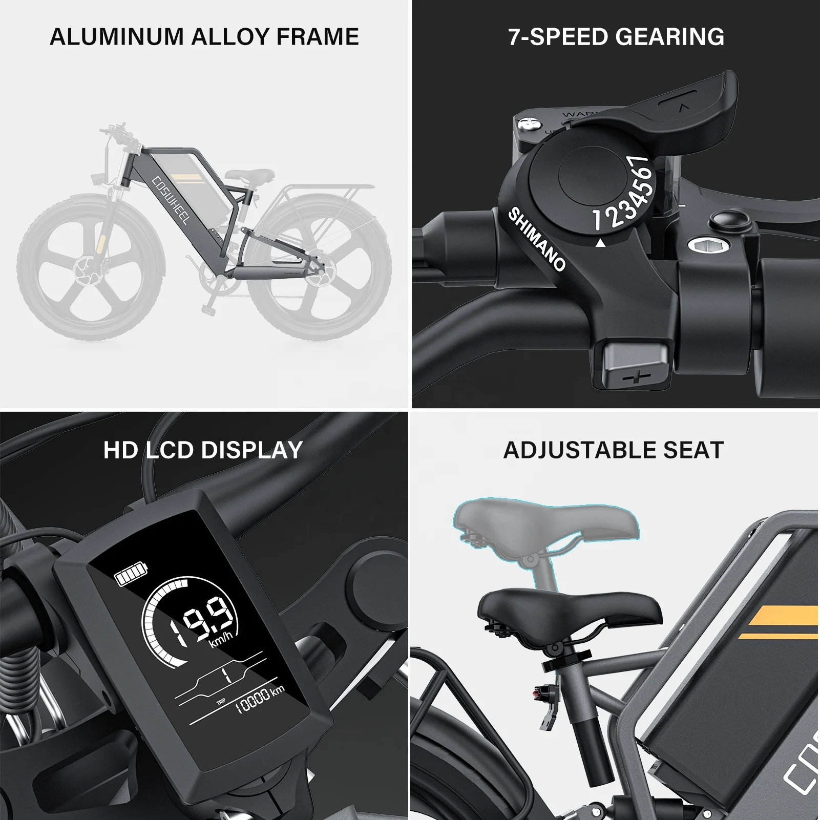 EU US Warehouse COSWHEEL T26 All Weather Hunting Best Ebike 26Inches 1500W Max Motor Cruiser Fat Tire Electric Bike Frame E Bike