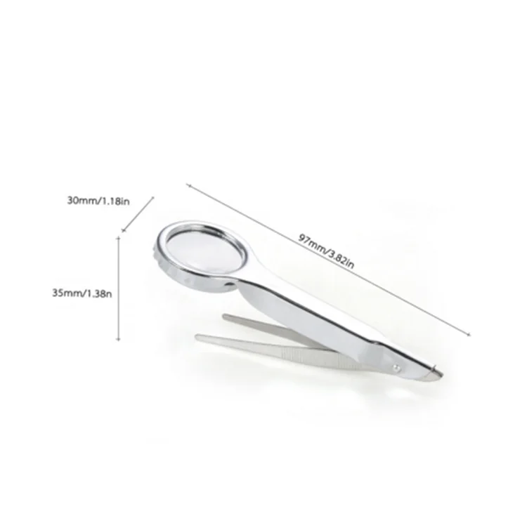 Laboratory Scientific Eyelash Tweezers with Magnifying Glass for Ingrown Hair Removal Tick Removal