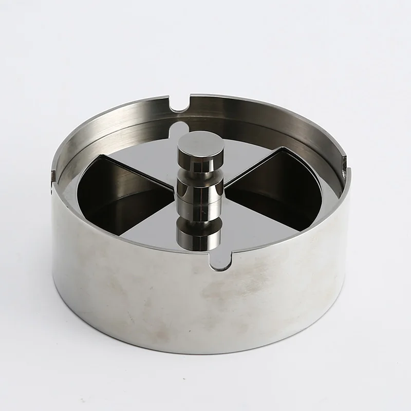 Пепельница из нержавеющей стали с крышкой для курения, оптовая продажа, роскошная индивидуализированная пепельница для сигар с круглым жестяным ветрозащитным металлическим логотипом