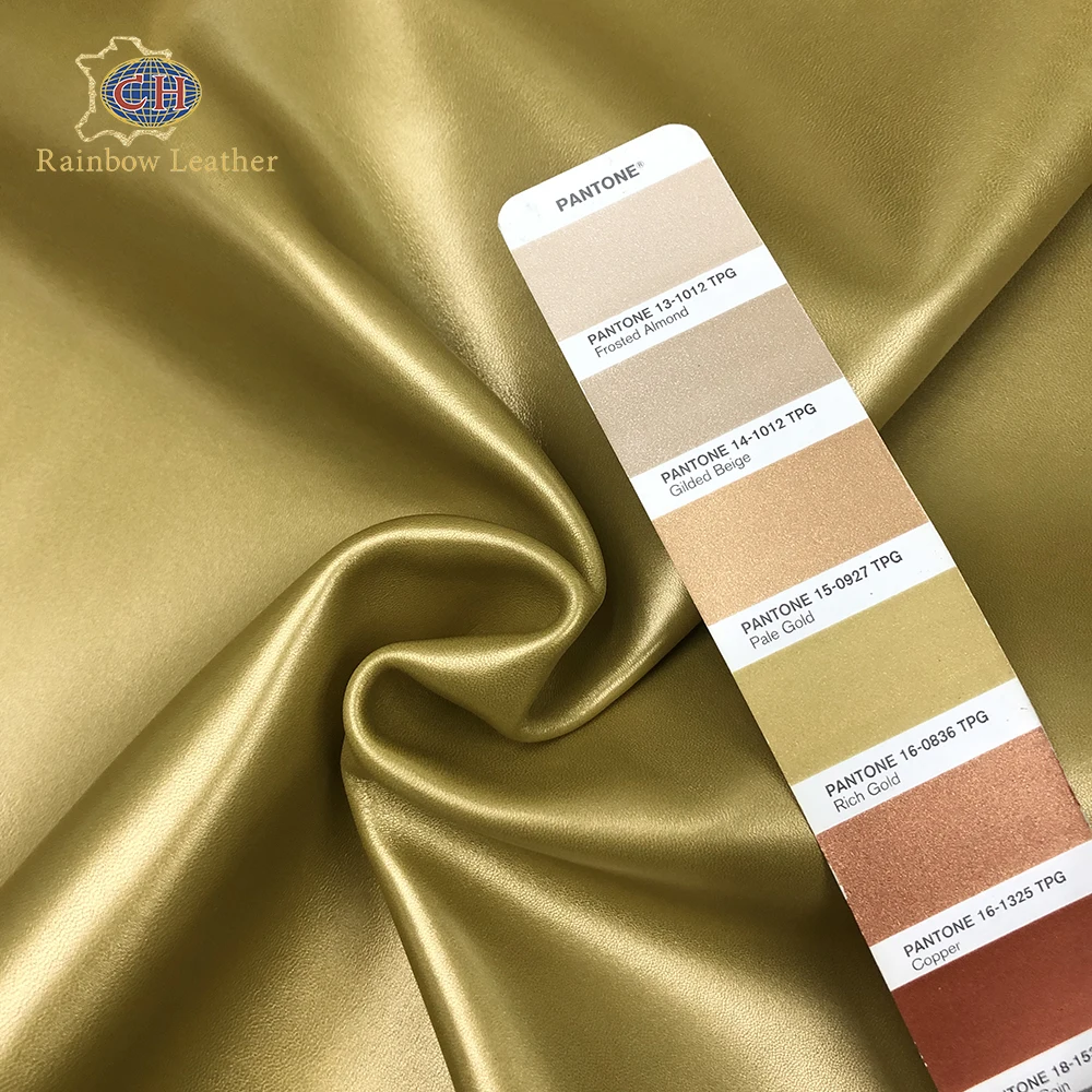 Gold sheepskin 100% genuine sheep leather Rainbow Sheep skin leather for garment