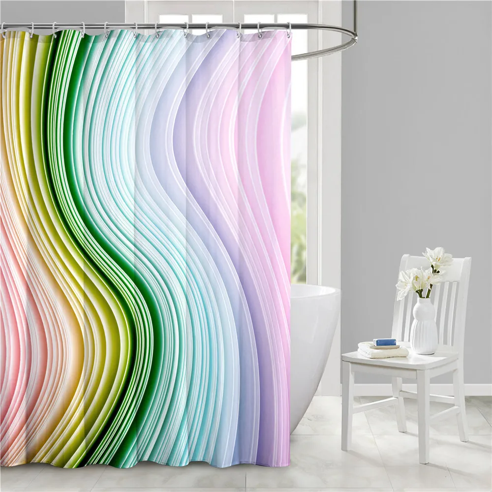 Customized Bathroom waterproof polyester 3D digital printed shower curtain for hotel