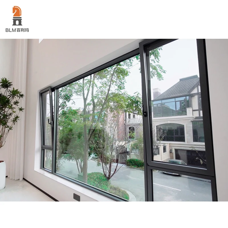 European Design Double Glazed Aluminum Casement Fixed Window Sliding Open Style with French Louver Curtain for Home or Office