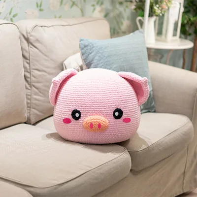 Wholesales Creativity Customized Handmade Big Pig Head Pillow Ornament Crochet Knitting Toys