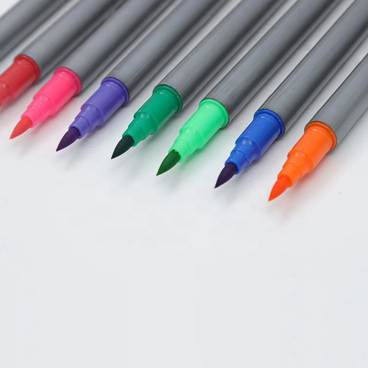 Dual tip brush pen and color marker pen