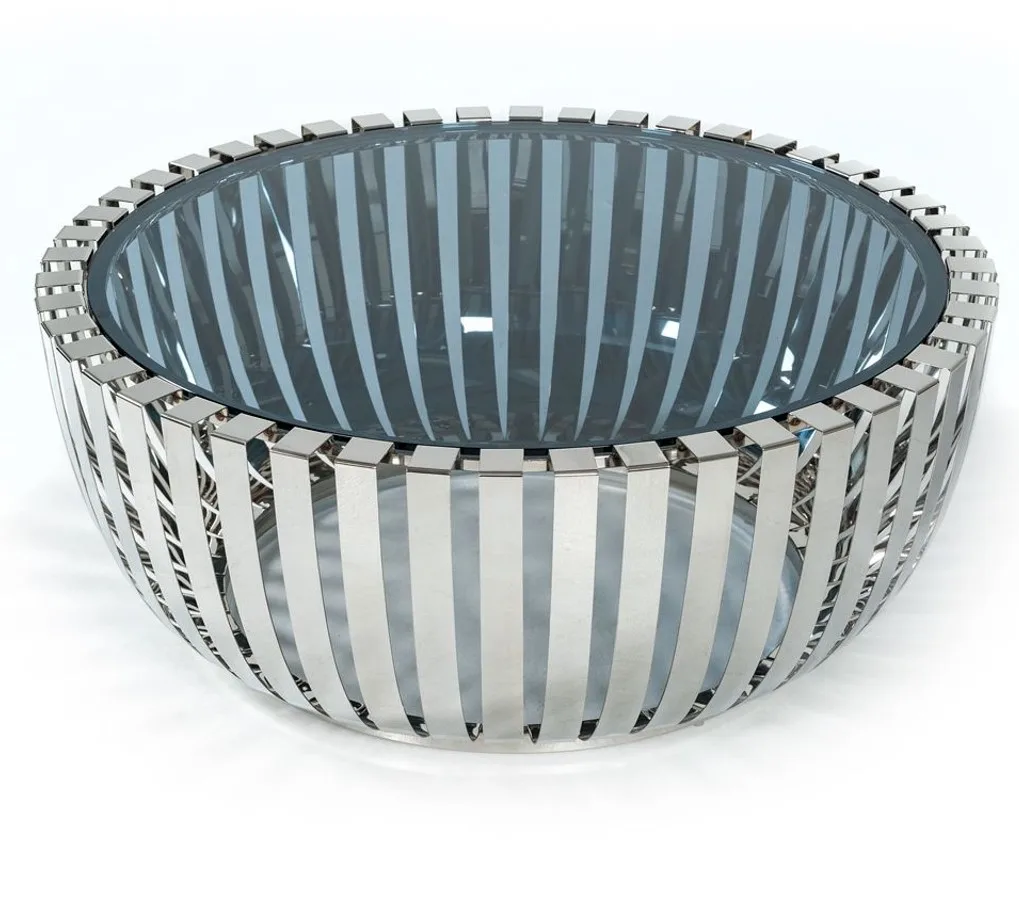 Rectangle silver stainless steel Tempered glass coffee table