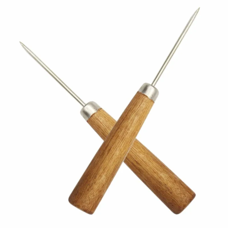 Wood Handle Awl for DIY Craft Leather Handcraft Needle Felting Cross Stitch Tools Accessory Multiple Function Pin