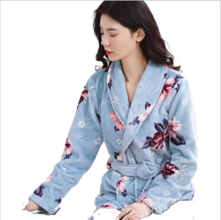 Ночная рубашка женский халат фланелевая Коралловая Пижама большого размера Новая Осенняя/зимняя ночная рубашка для дам