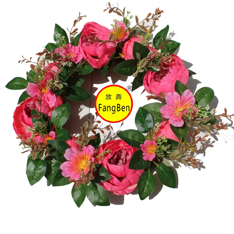Red Outdoor Luxury Xmas Target Bows Green Artificial Flowers Wreaths Wholesale  Christmas Wreath Set for Front Door