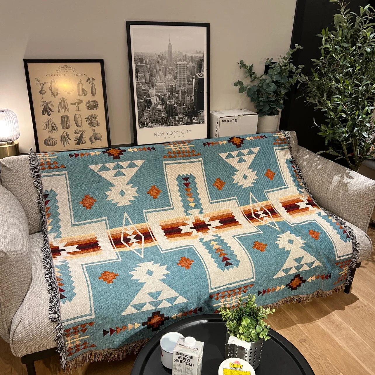 Bohemian Geometric Design Custom Wall Tapestry Camping Blanket Totem Woven Tapestry