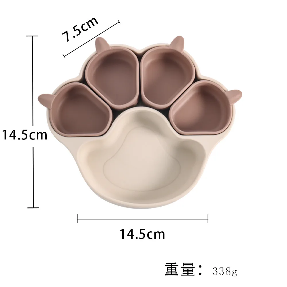 Factory Price Hot Selling Silicone Cat Claw Divided Plates Baby Independent Feeding Training Tableware Dishes Silicon Baby Plate