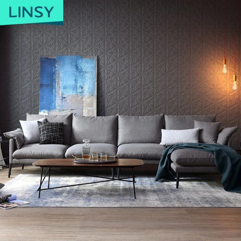 Nordic Modern Luxury French Linen Fabric Sectional Sofa Set Designs Living Room Furniture