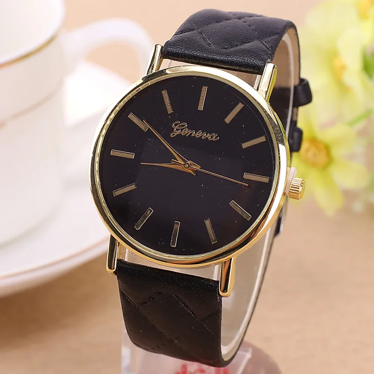 Geneva watch custom name watches PU belt lady clasp for watch wholesale