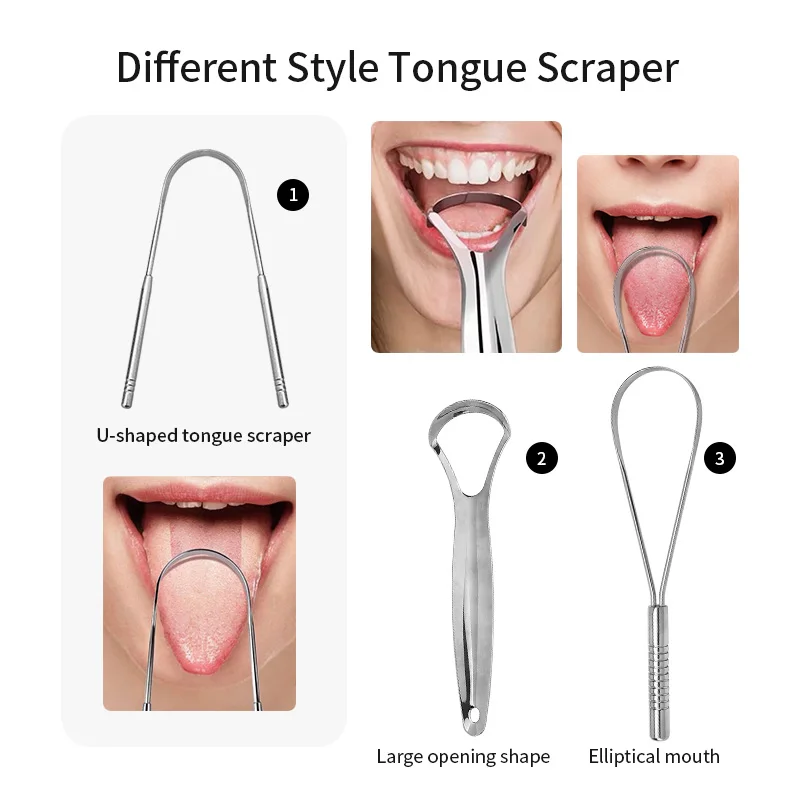 High quality tongue cleaner custom logo hot selling tongue scraper stainless steel wholesale private label tongue scraper