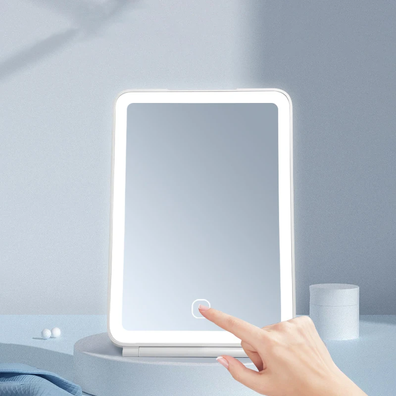 Custom Rechargeable Travel Portable 3 Color Lights Compact Led Mirror Vanity Makeup Mirror With 10x Magnifying Mirror