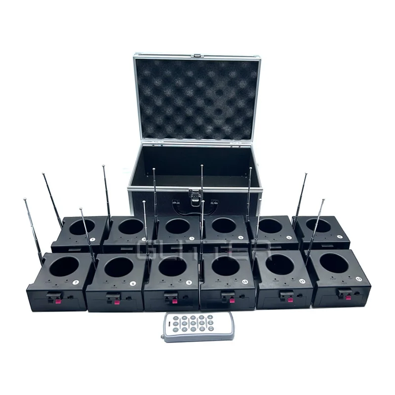 12 Channels Cold Pyro Fire Machine Stage Indoor Outdoor Cold Flame Remote Control Fireworks Firing System for Wedding