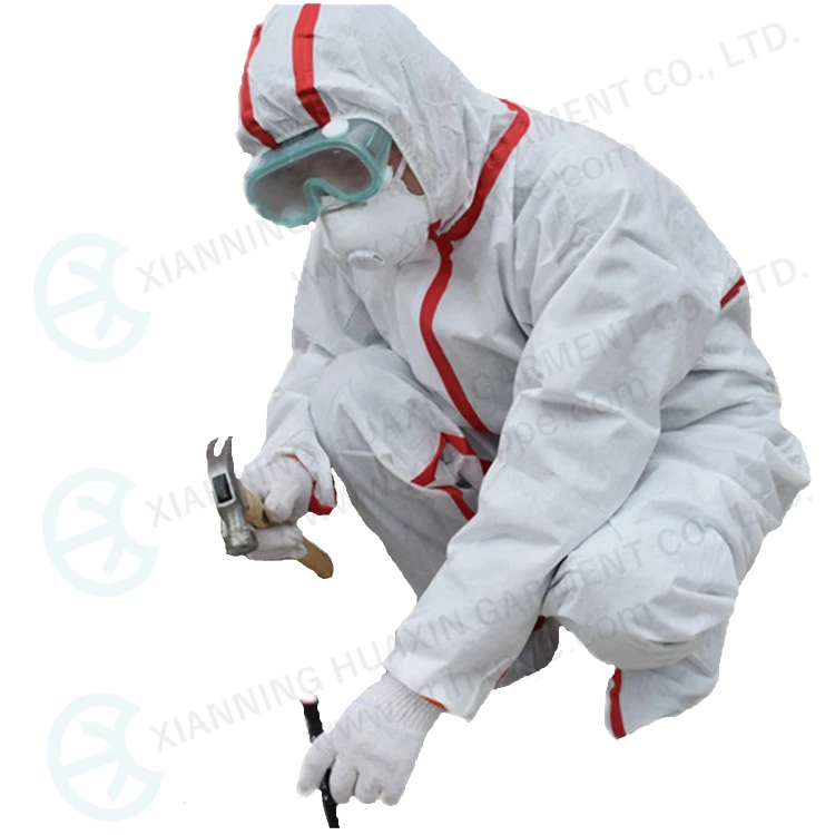 Safety  microporous coverall with red heated tape