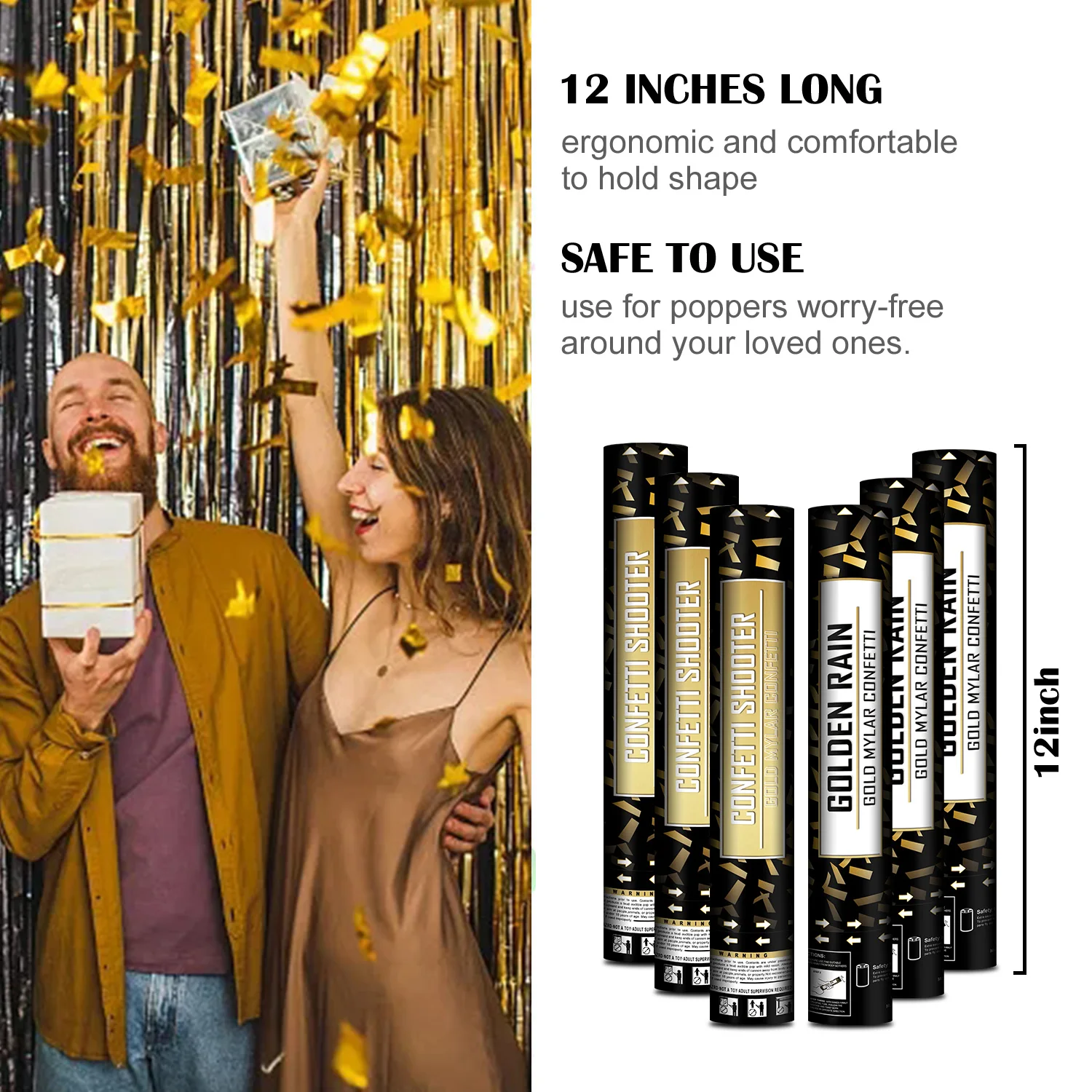 YESHOW New Design Wholesale Decorated Party Wedding Confetti Popper Gold Cannon Sets With MSDS