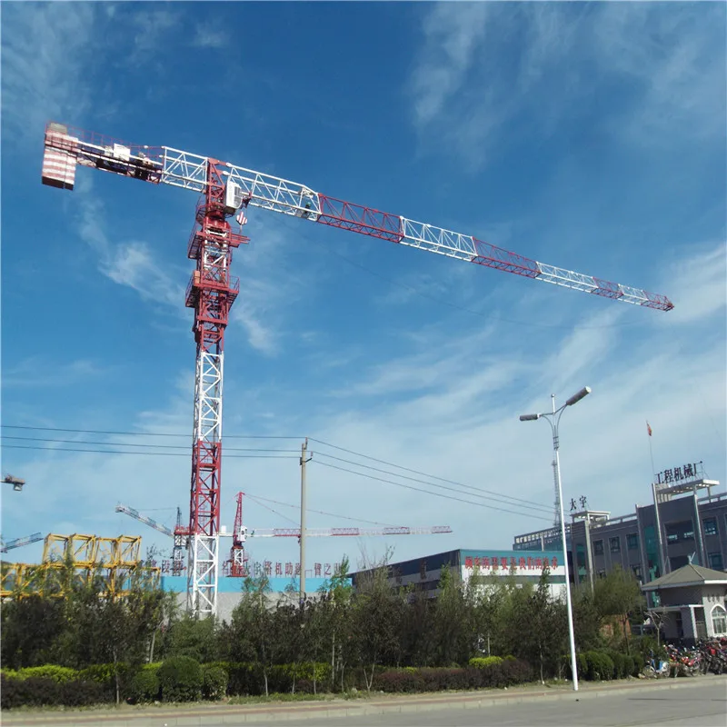 8 ton flattop tower crane 60M jib length HTP6020 yellow crane tower crane for sale