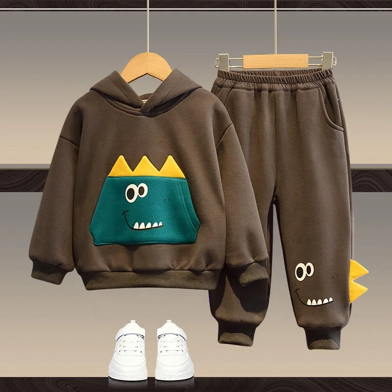 Boys Solid Long-Sleeve Hoodie Sweatshirt and Jogger Sweatpants 2 Piece Casual Outfit