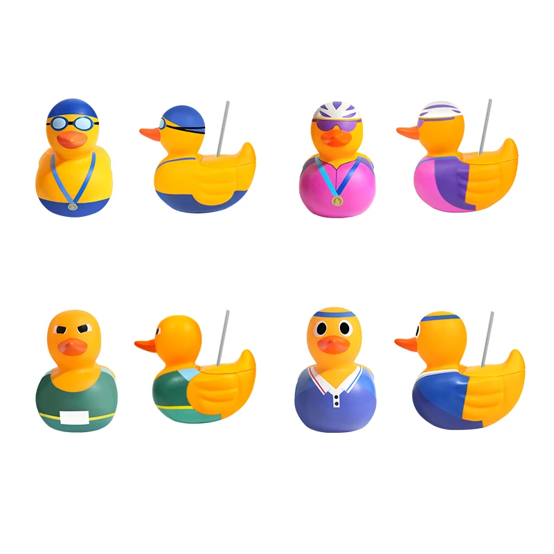 Wholesale high-value Cute portable clear drinking cup duck bath toys water bottles with straw