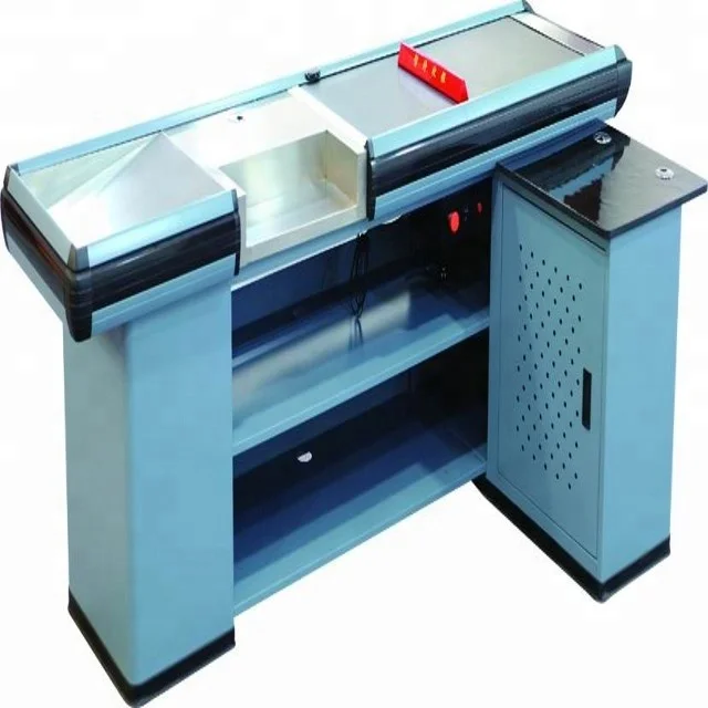 Shunhong customized supermarket checkout counter cash register with conveyor belt on