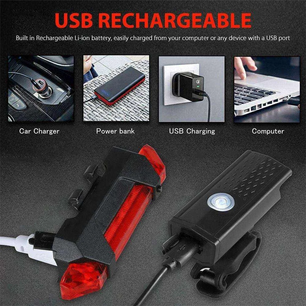 INBIKE 800mAh USB rechargeable bicycle Headlights taillight Set Waterproof tail light Equipment bike accessories bi