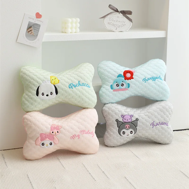 Sanrioed Soft Cute Plush Pillows Car Headrest Pillow My Melody Kuromi Neck Support Sanrioed Plush Toys Comfortable