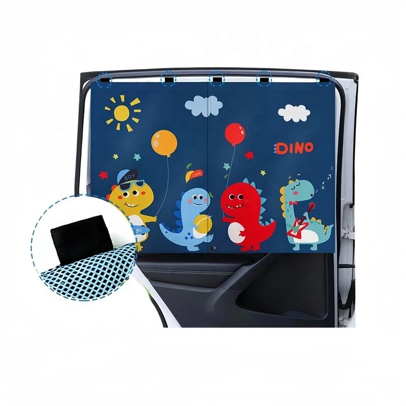 Printed Carton Side Window  Car Curtains Double Layer Baby Car Sunshade Magnetic Window Net Foldable Curtain Car Window Babies