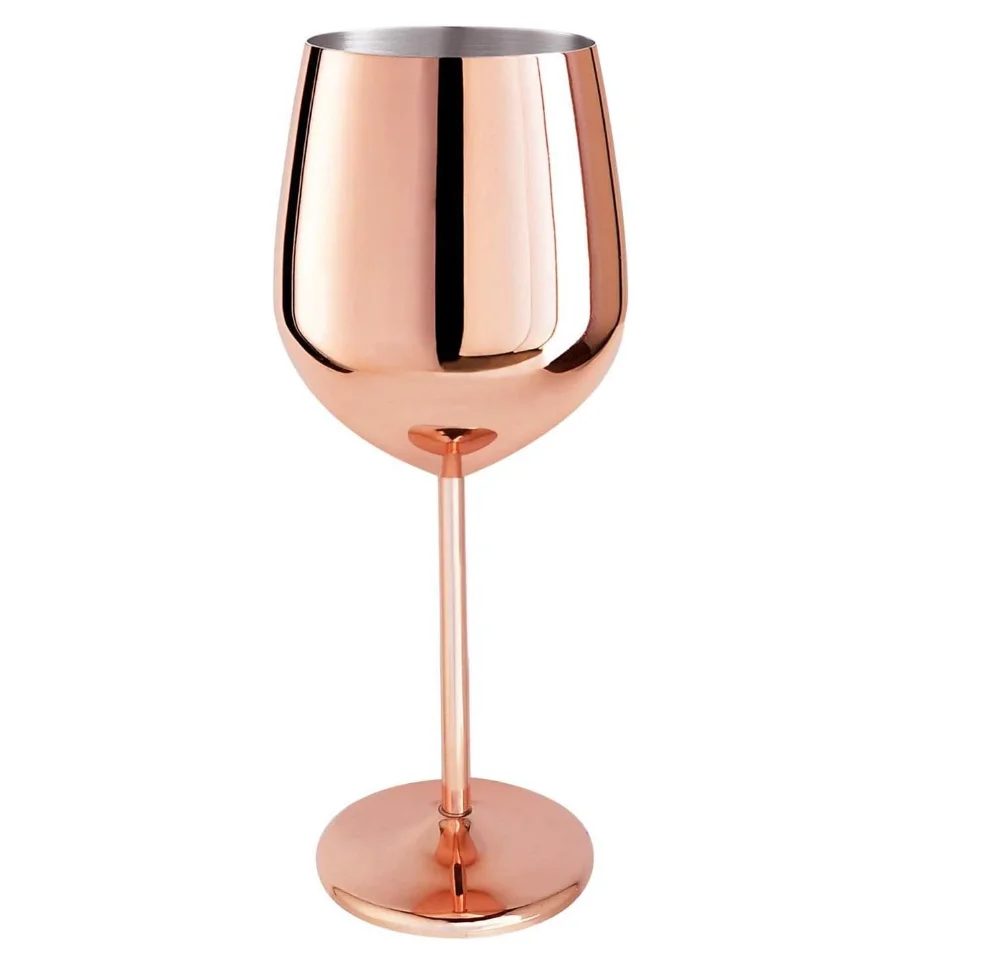 10oz  Copper plated Stainless Steel  Wine Glass Metal Stemmed Glasses Goblets Juice Drink Champagne Goblet Party Barware