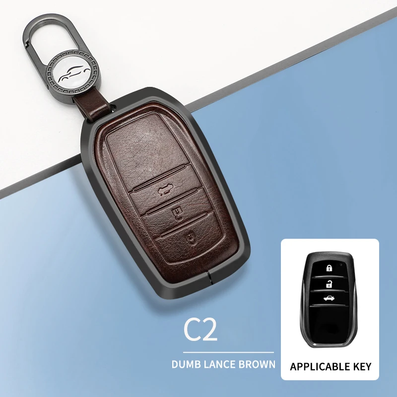 C2 Car Key Case for Toyota Electric Plating Cover Camry Highlander Prado Crown Land Cruiser Prius Vitz Smart Key Protect Shell