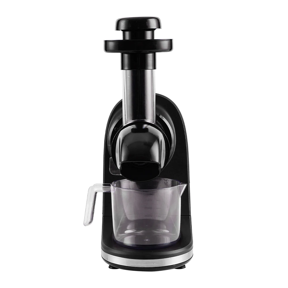 Low speed cold press juice extractor with 80rpm DC motor 150W Black color horizontal type juicer