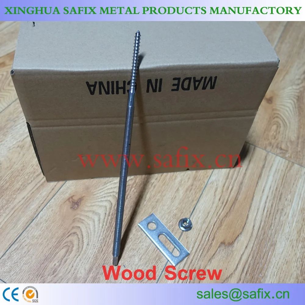 M10*200/250/300 stainless steel 304/316 Double Head wood thread Hanger Bolt for Solar Panel Mounting System