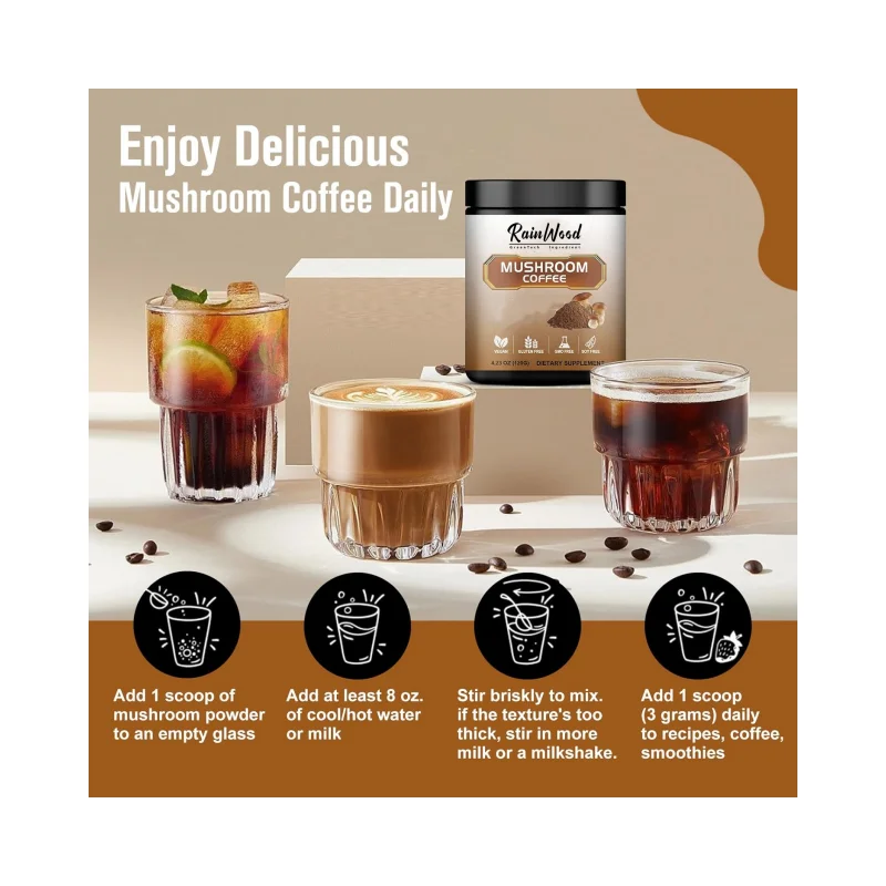 Rainwood Coffee Instant Powder Private Label MCT Oil Powder Collagen Keto Coffee Powder