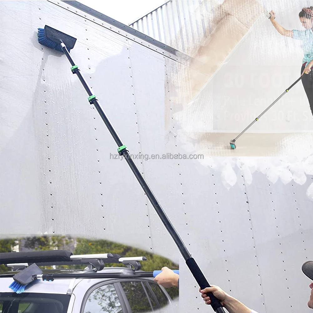 POLEPRO Telescopic Pole with Brush for Window Cleaning Kit Extension Handle Window Squeegee  Floor Washing