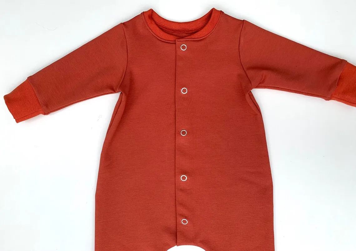 Fall French Terry Toddler Baby Sleepsuit Rompers Overall Button Front Pajamas Loungewear Cotton One Piece Body Suit Newborn