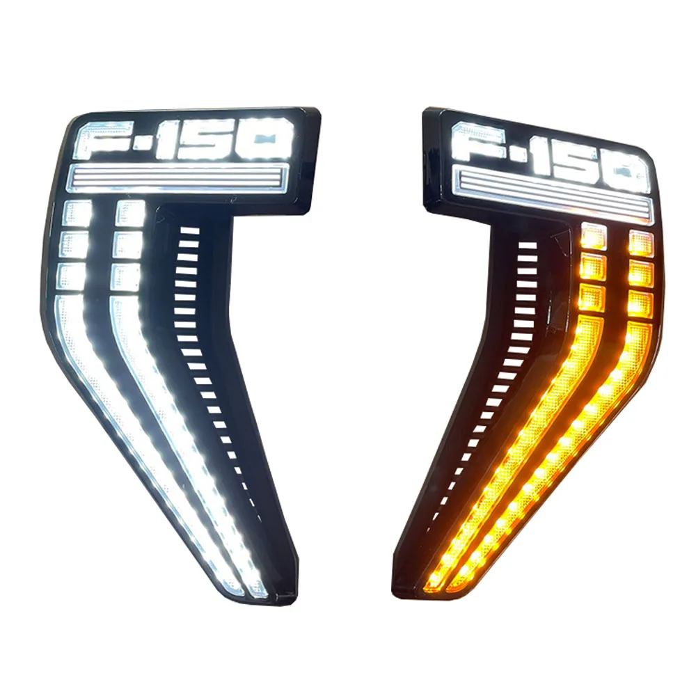 Spedking Raptor 2021 Pickup Truck Smoked Shell Clear Lens Sequential Flash Signal DRL Side Marker Lamp for ford F150