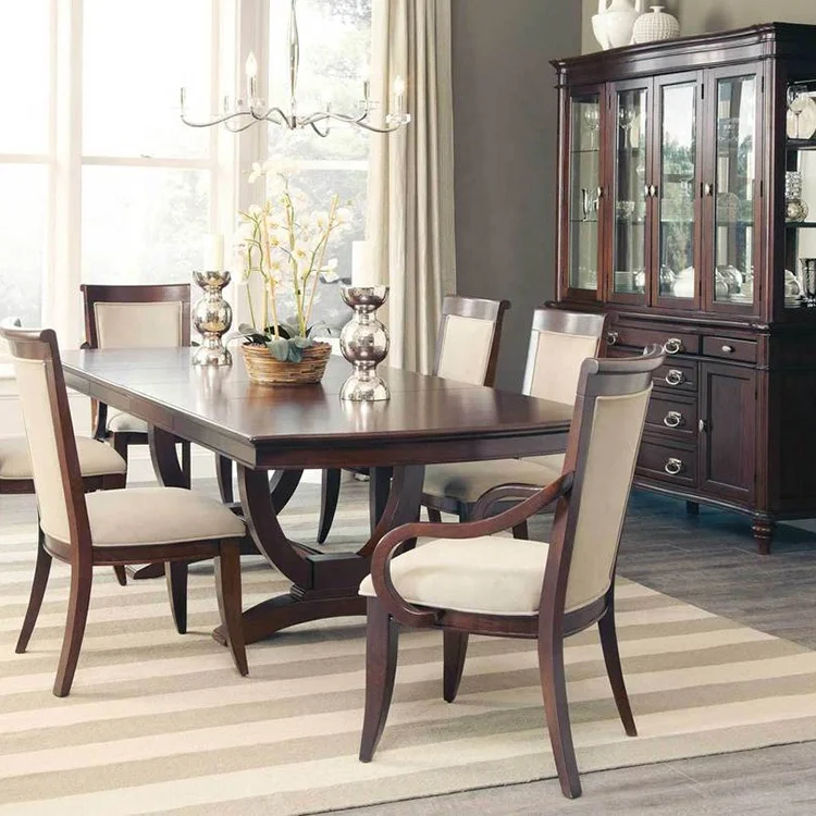 Профессиональная фабрика, высокое качество, новинка, роскошный современный простой обеденный стол из цельного дерева с резьбой по дереву