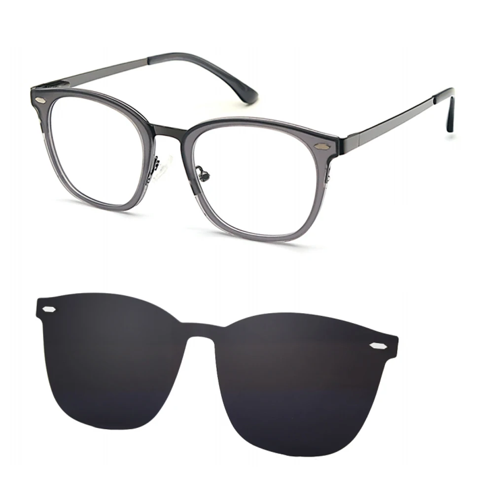 Magnetic Clip on Sunglasses Round Eyeglasses Polarized UV Protection Retro for Men Women Black TAC Unisex Metal Acetate