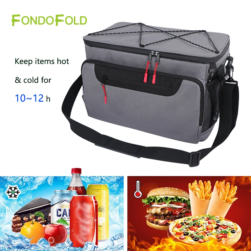 Fondofold Custom Large Capacity Thermal Insulated Waterproof  Leak Proof Eco-friendly Oxford  Picnic Lunch Tote Cooler Bag
