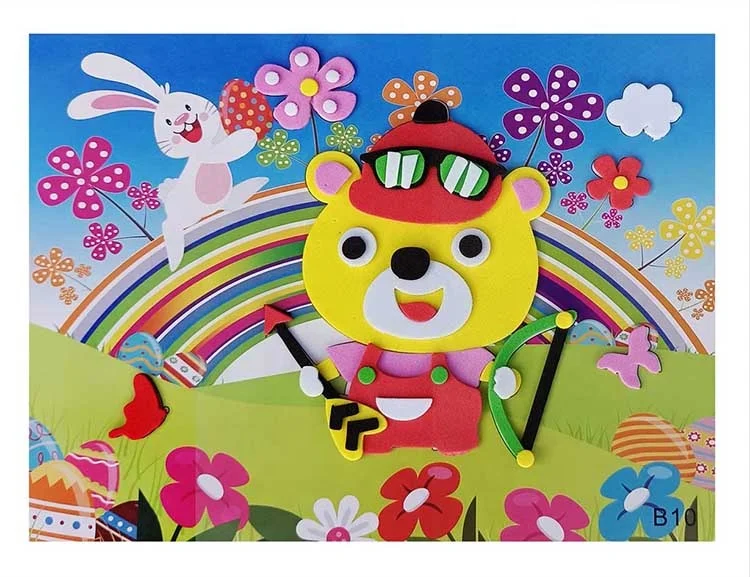 Wholesale Handmade Kids DIY Cartoon Animal 3D EVA Foam Sticker Puzzle Toy