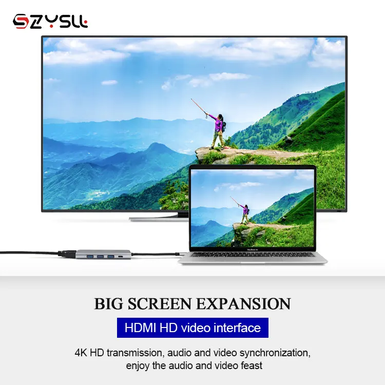 
USB-C 60W PD 3.0 USB 8-pin HUB 