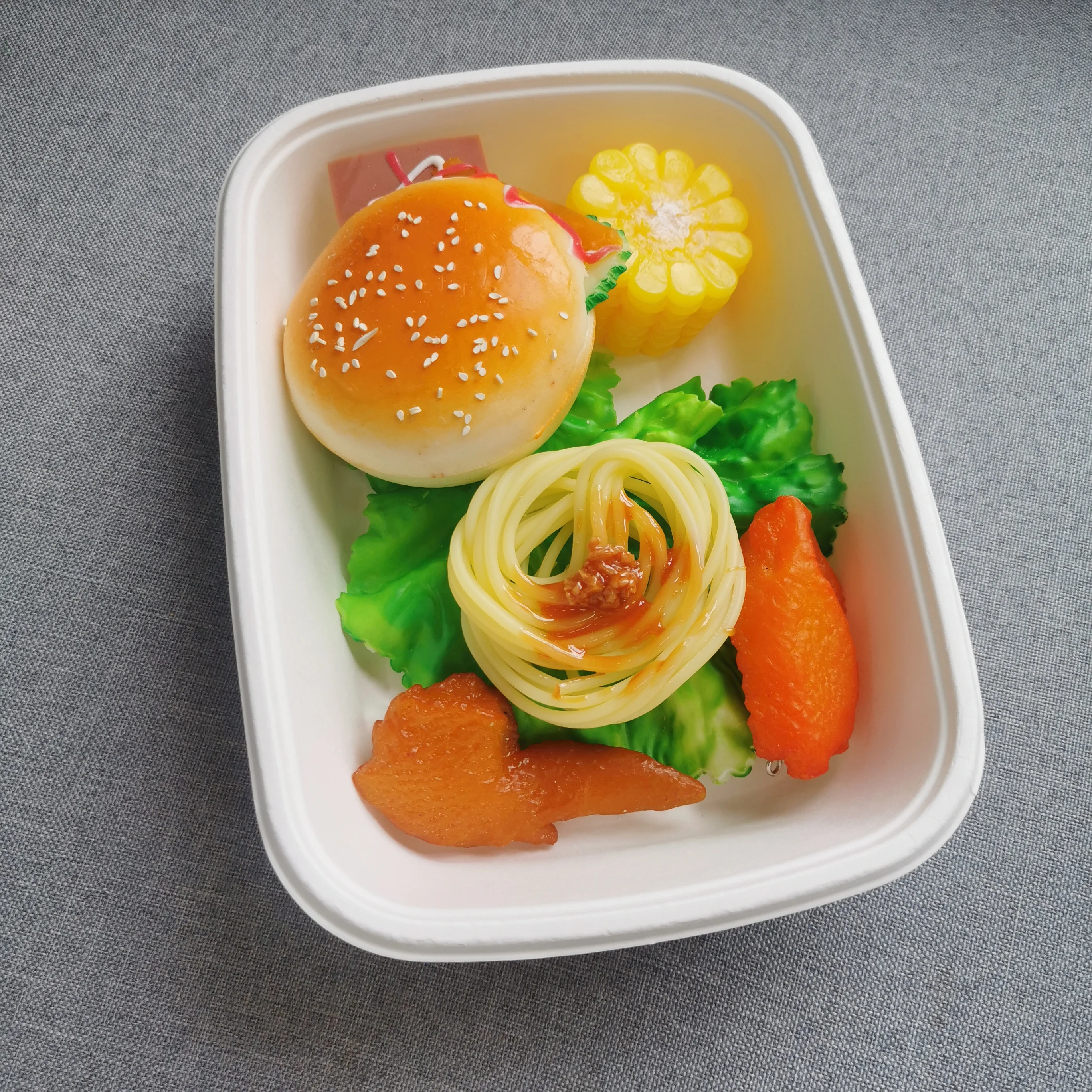 100%Biodegradable Sugarcane Bagasse Disposable Takeaway 8'*6' Food Tray With Lid