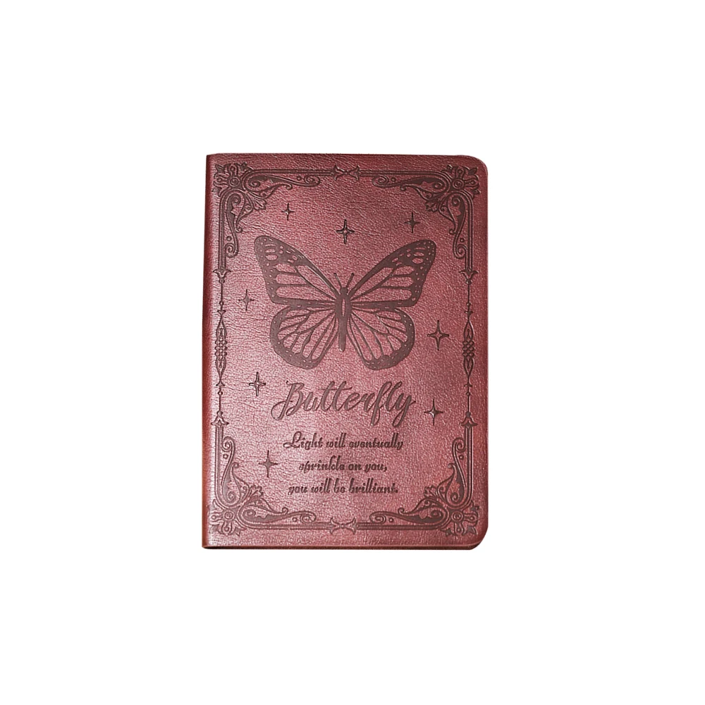IMODA Stationery A6 Red Brown Vintage Undated Daily Planner Portable PU Leather Notebook for Students School Office Supplies