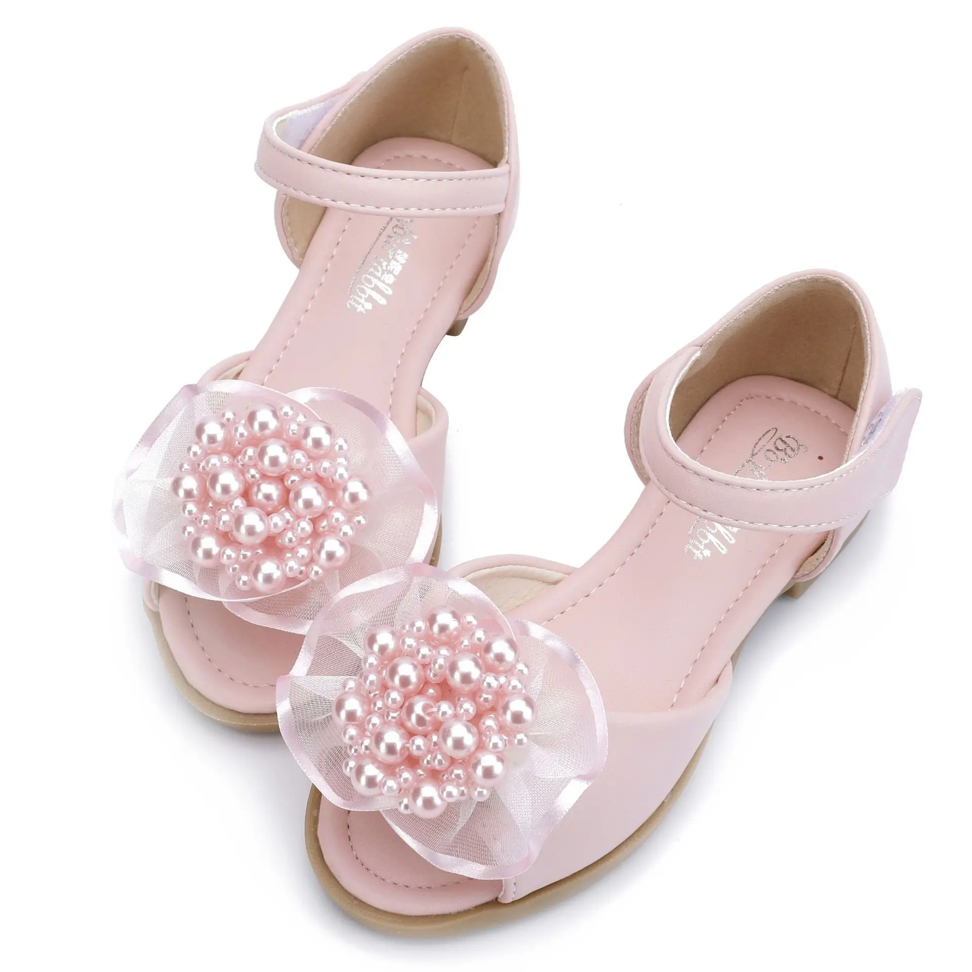 
B10945A Latest kids shoes sandals fashion pearl fancy child girls rhinestone sandals with beading 
