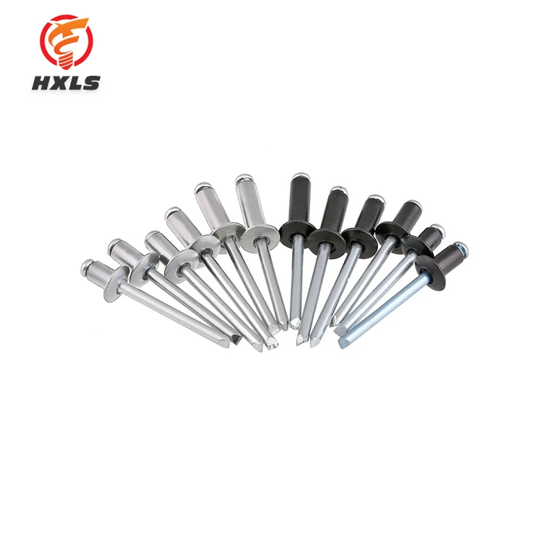 Factory supply 3.2mm 4mm5mm6.4mm round head steel black open type steel  aluminium blind rivets pop blind rivets