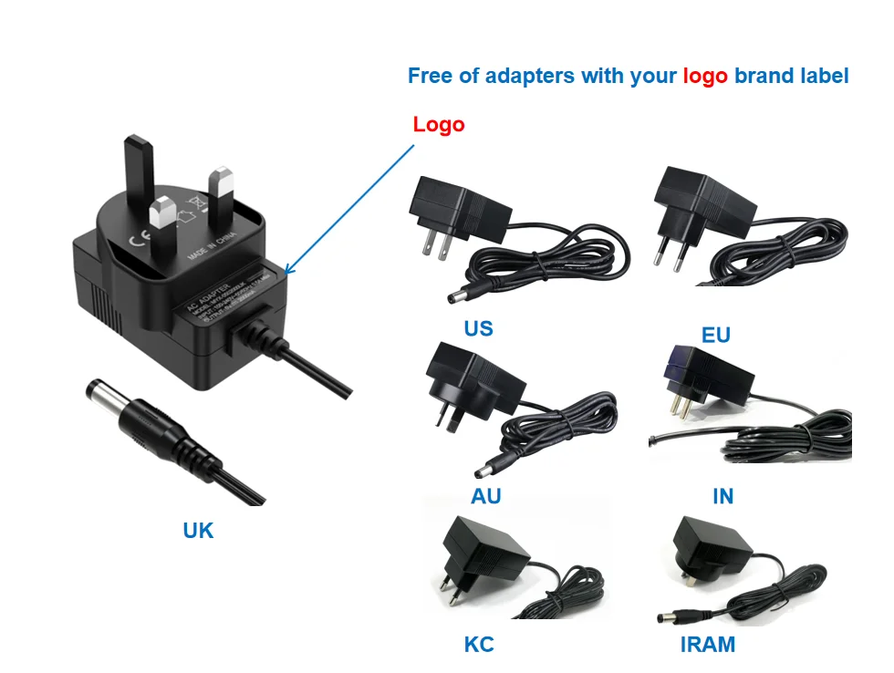 Black White 5v 12V 24V 1A 2A 3A Adapter cctv led light power supply