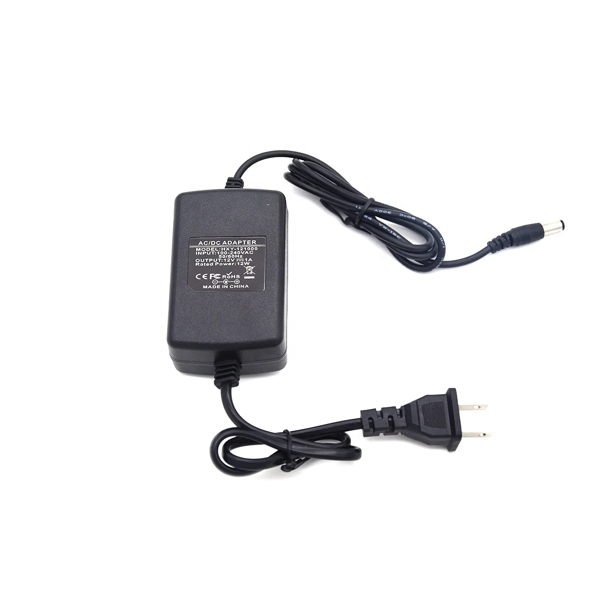 Factory direct 12W two-wire desktop power supply adapter with eu us pulg 12v1a power adapter for DVD camera PDH