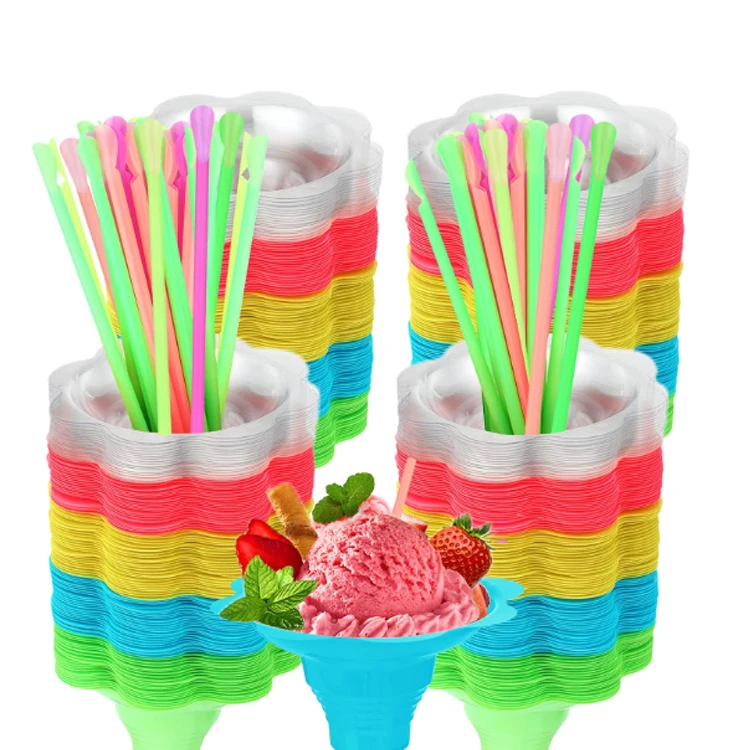 4oz Transparent Snow Cone Cups Flower Shaped Ice Cream Cup